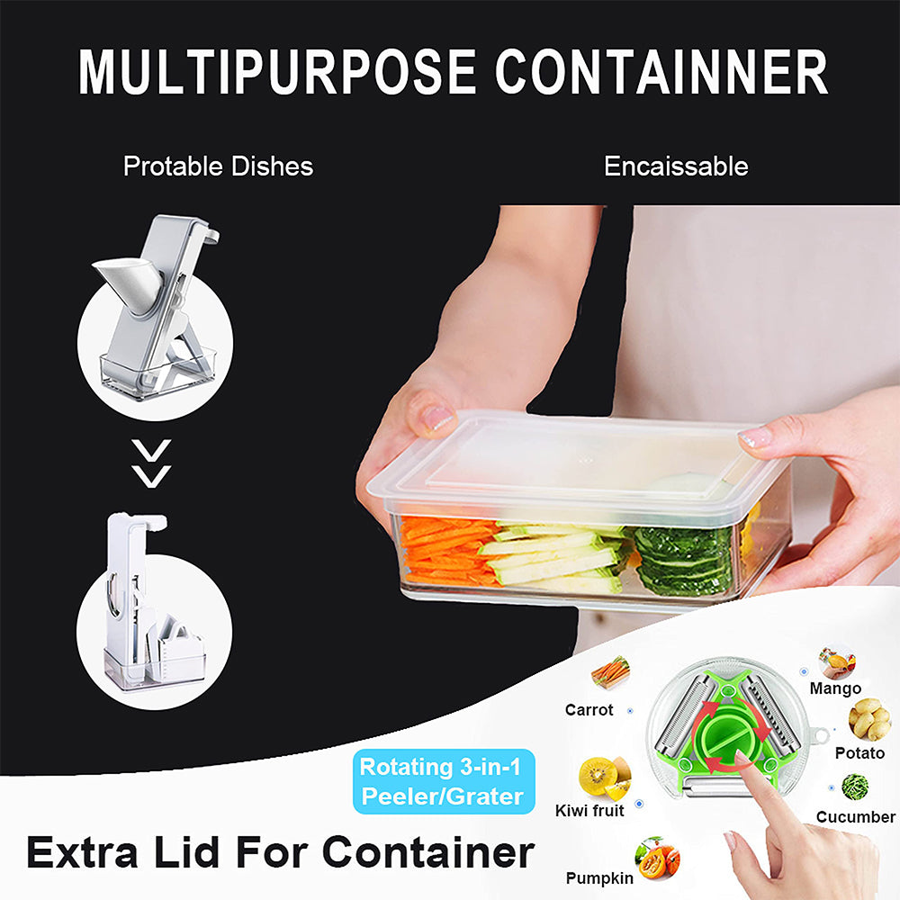 Adjustable Mandoline Vegetable Slicer – 3-in-1 Food Cutter, Dicer & Julienne Tool for Fast Meal Prep