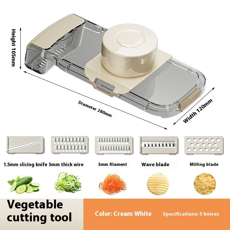 Multifunction Vegetable Chopper with Drain Basket – 2-in-1 Food Cutter, Slicer & Strainer for Kitchen