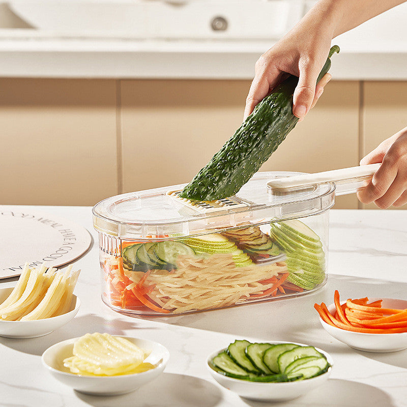 Multifunction Vegetable Cutter with Basket & Cleaning Brush – Portable Food Chopper, Slicer & Dicer for Easy Meal Prep
