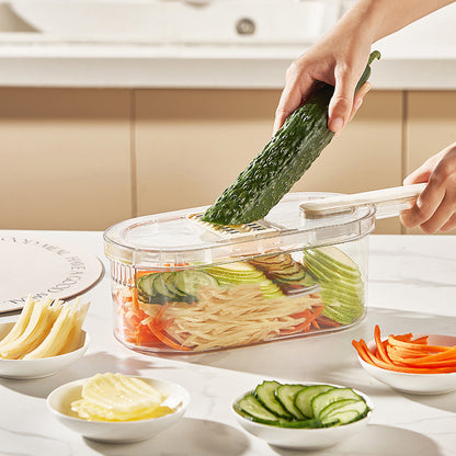 Multifunction Vegetable Cutter with Basket & Cleaning Brush – Portable Food Chopper, Slicer & Dicer for Easy Meal Prep