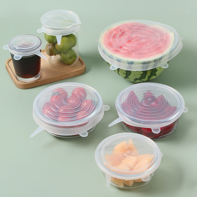 Reusable Silicone Stretch Lids Set (6 PCS) – Airtight Food Covers for Bowls, Containers & Fresh Storage