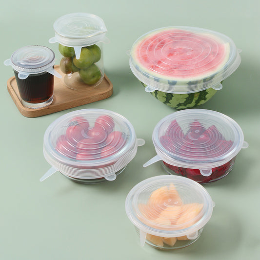 Reusable Silicone Stretch Lids Set (6 PCS) – Airtight Food Covers for Bowls, Containers & Fresh Storage