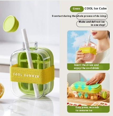 Portable Ice Maker Cup – One-Click Instant Ice Cooling Bottle with Straw (Reusable & Zero-Contact Design)