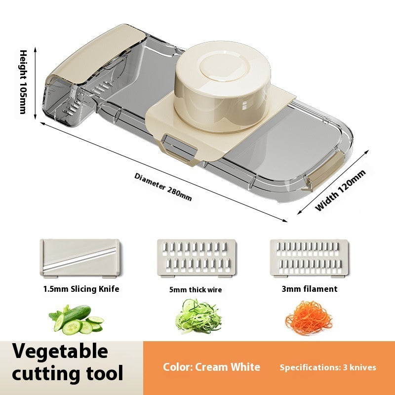 Multifunction Vegetable Chopper with Drain Basket – 2-in-1 Food Cutter, Slicer & Strainer for Kitchen