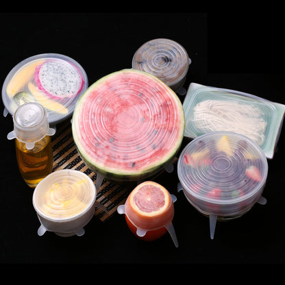 Reusable Silicone Stretch Lids Set (6 PCS) – Airtight Food Covers for Bowls, Containers & Fresh Storage