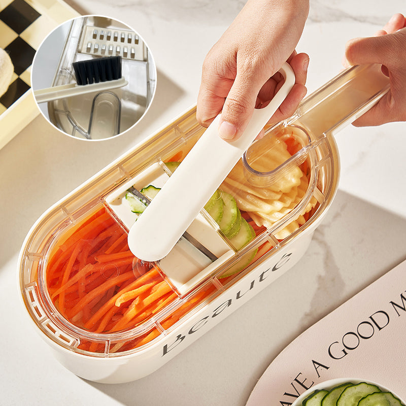 Multifunction Vegetable Cutter with Basket & Cleaning Brush – Portable Food Chopper, Slicer & Dicer for Easy Meal Prep