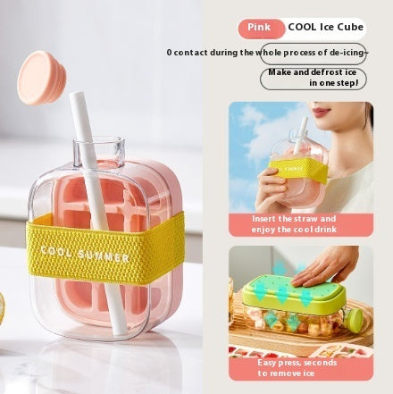 Portable Ice Maker Cup – One-Click Instant Ice Cooling Bottle with Straw (Reusable & Zero-Contact Design)