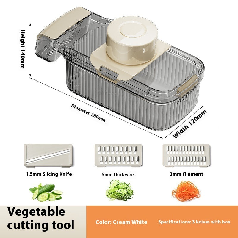 Multifunction Vegetable Chopper with Drain Basket – 2-in-1 Food Cutter, Slicer & Strainer for Kitchen