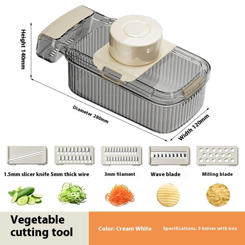 Multifunction Vegetable Chopper with Drain Basket – 2-in-1 Food Cutter, Slicer & Strainer for Kitchen