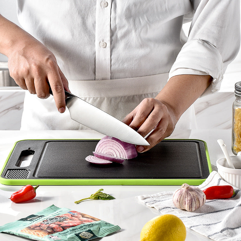 Multifunction Double-Sided Cutting Board with Defrosting Tray & Knife Sharpener – 4-in-1 Kitchen Chopping Board