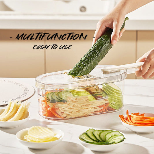 Multifunction Vegetable Cutter with Basket & Cleaning Brush – Portable Food Chopper, Slicer & Dicer for Easy Meal Prep