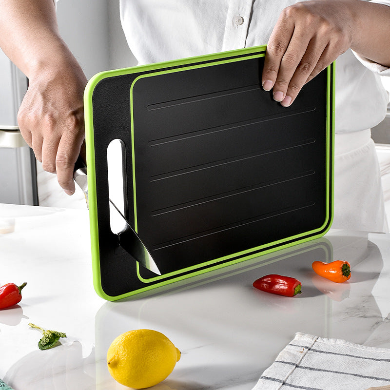 Multifunction Double-Sided Cutting Board with Defrosting Tray & Knife Sharpener – 4-in-1 Kitchen Chopping Board