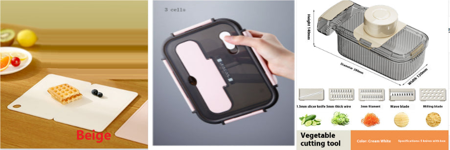 Multifunction Vegetable Chopper with Drain Basket – 2-in-1 Food Cutter, Slicer & Strainer for Kitchen